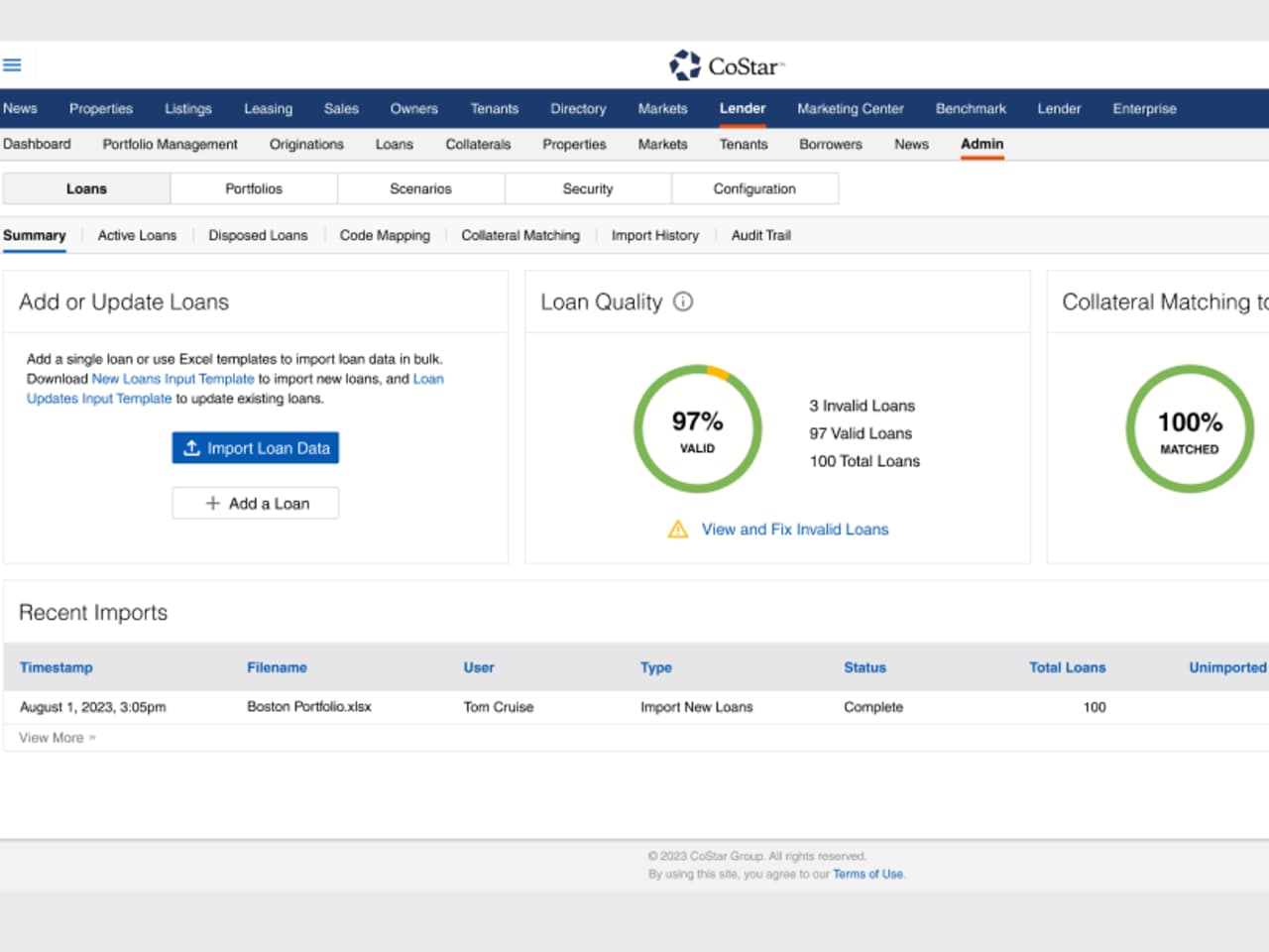 CoStar Lender Admin Portal